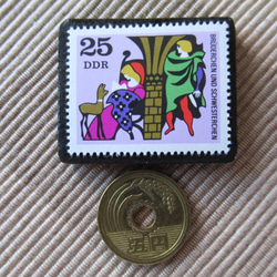 ドイツ　童話　小さな兄妹　切手ブローチ 6398 3枚目の画像