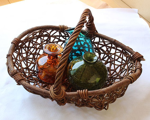 大きな自然木切株 変木 奇形木 くり抜き バスケット籠 カゴ 花籠果物籠