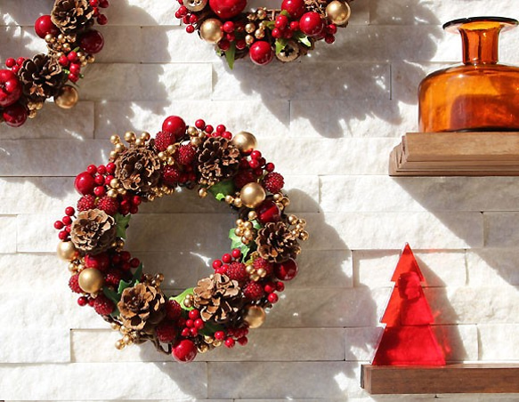 ラズベリー・松ぼっくり・レッド・リース (52R32) Xmas X'mas