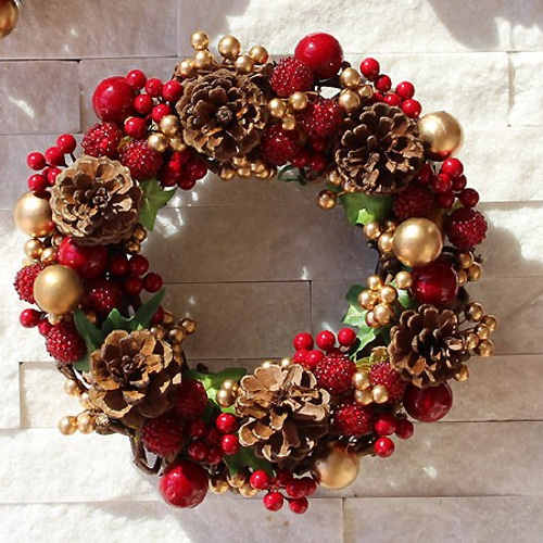 ラズベリー・松ぼっくり・レッド・リース (52R32) Xmas X'mas