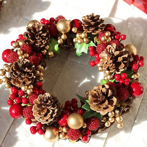 ラズベリー・松ぼっくり・レッド・リース (52R32) Xmas X'mas