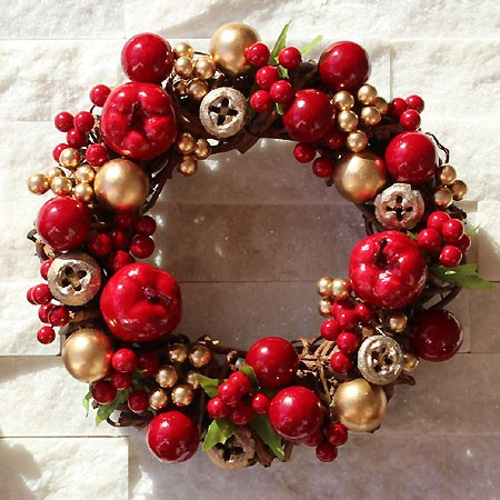 リンゴのクリスマスリース 三日月リース リンゴのクリスマスリース