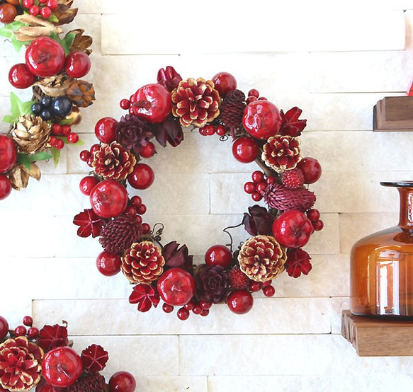 最終セール中 1500円off】17cm/クリスマスリース (53-33-37)creema限定