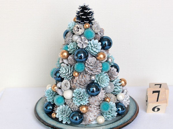 卓上ツリー 艶めく・クリスマスツリー パステル ブルー creema限定 (7