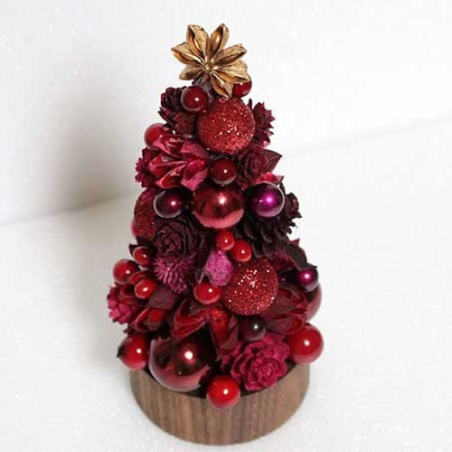 今季ラスト 卓上ツリー 艶めく・クリスマスツリー ボルドー(110