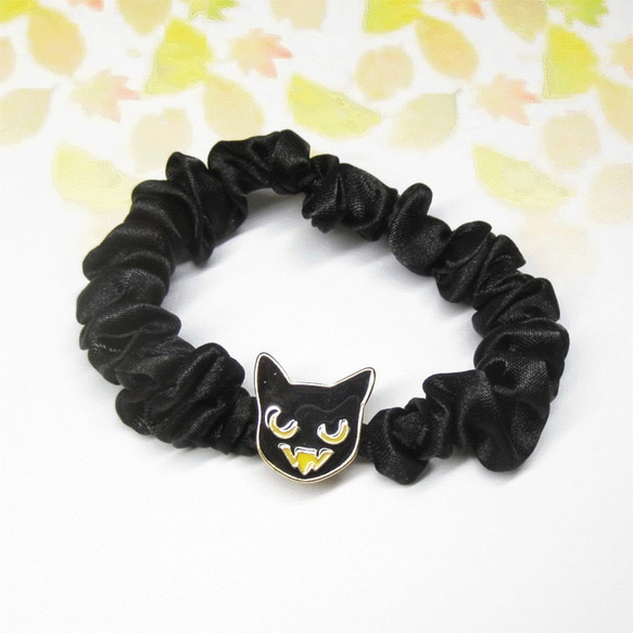 ハロウィン　黒猫のシュシュ 1枚目の画像