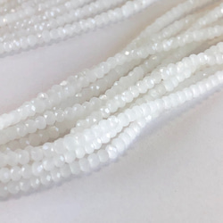 KB003☆2x3mm☆お得2連セット☆カットガラスビーズ☆ボタンカット☆1連約36cm☆ホワイト 3枚目の画像