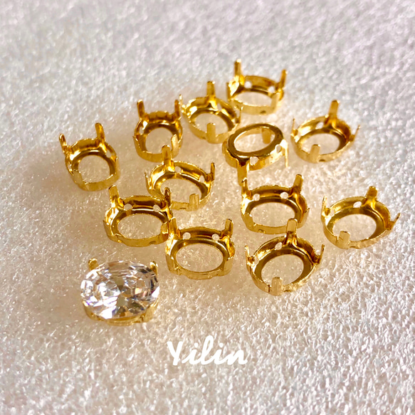 台座V☆30個入り☆オーバル 楕円形☆8x10mm石用台座☆石座