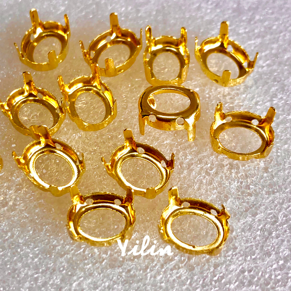 台座W01☆30個入り☆オーバル 楕円形☆6x8mm石用台座☆石座•フレーム