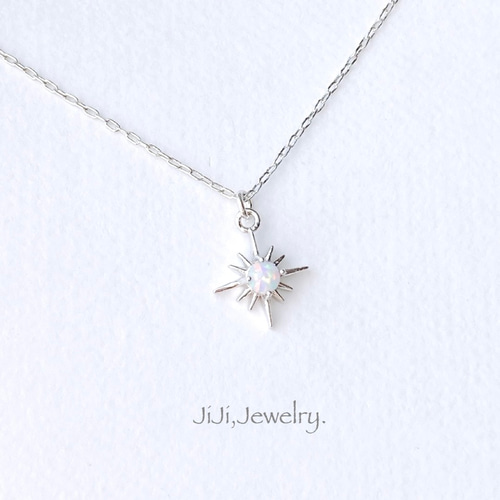 星×オパール/シンプルネックレス/シルバーカラー ネックレス