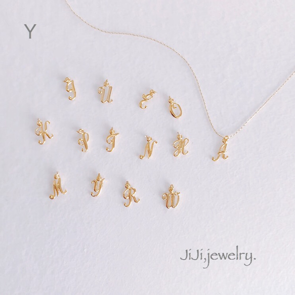 Y 筆記体 イニシャルネックレス/上品/シンプル/華奢 ネックレス