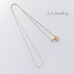 デザインカットチェーン/シンプルネックレス/ゴールドカラー 3枚目の画像