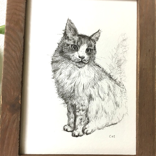 猫　絵画 アート　インテリア　ハンドメイド　メインクーン　イラスト　BAEZ3 メインクーン 絵画 kana 通販 2602031｜Creema(クリーマ)