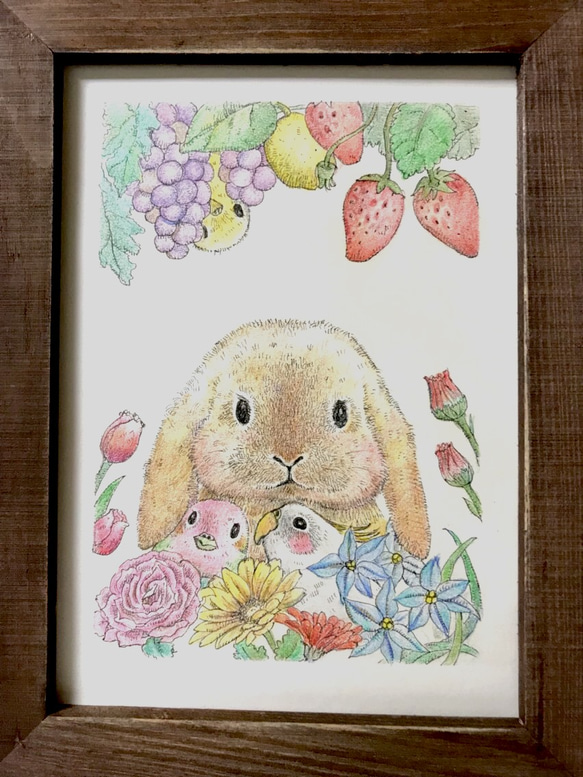 オリジナル ハンドメイド 絵 キュートなうさぎさん オリジナル 生地 ブロックデザイン ハンドメイド素材 クラフト