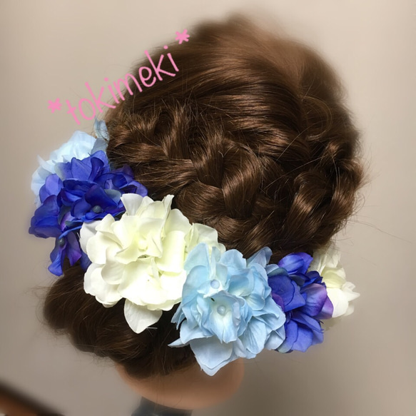 ヘアアクセサリー〜あじさいヘアパーツ/6本〜 2枚目の画像