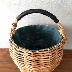 手編みの丸形かごbag（ビリジアン） 4枚目の画像