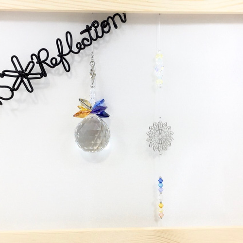 ブルーAB✩.*˚SWAROVSKIサンキャッチャー 希少スワロフスキー使用】気の流れを整える＊ブルー系 天使の