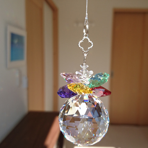 スワロフスキー社製＊サンキャッチャー　Star-カラフル♡ スターとチャクラがかわいい❤スワロフスキーサンキャッチャー