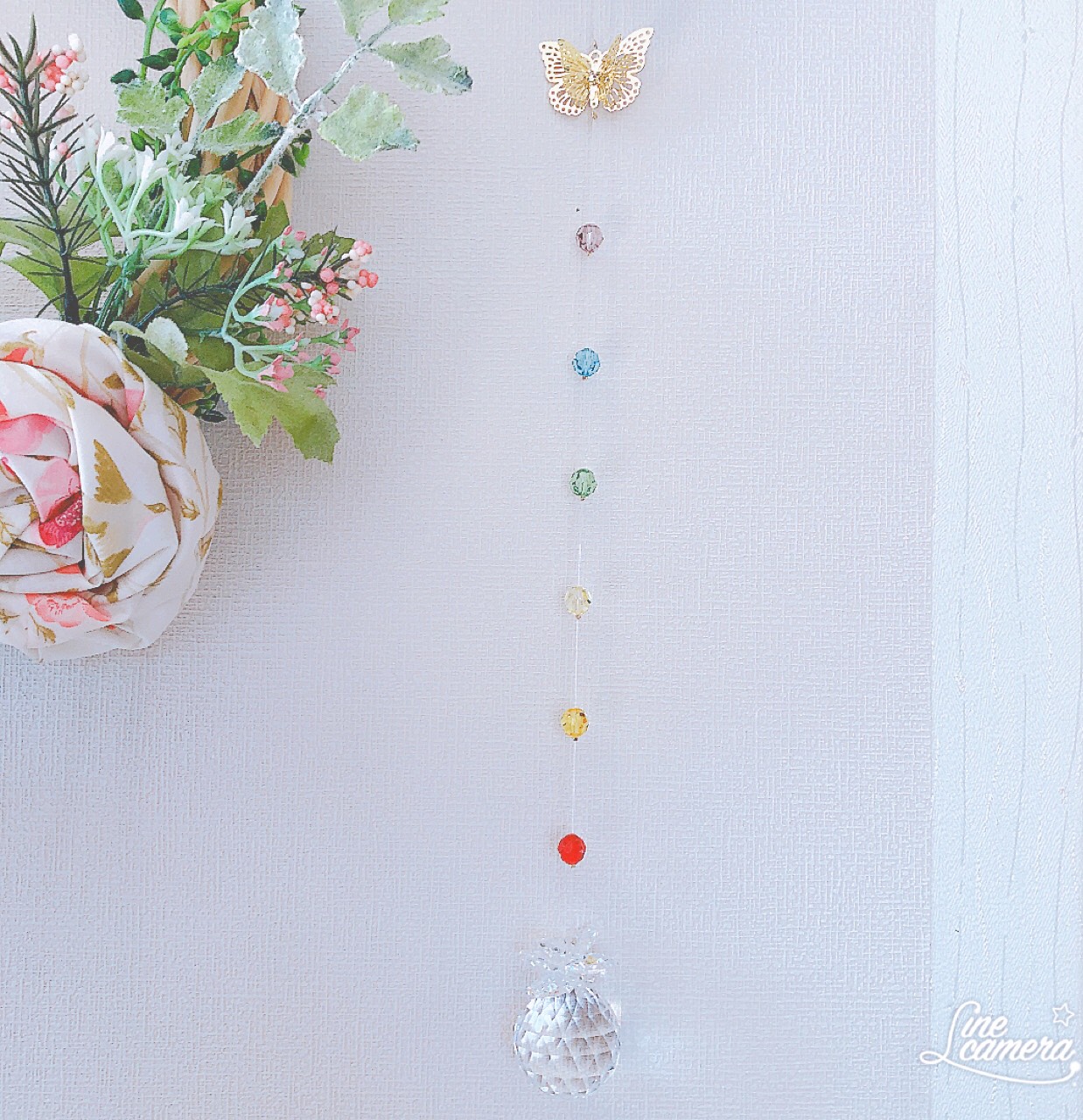 チャクラカラーとクリアなボールトップで運気アップ↑↑スワロフスキーサンキャッチャー