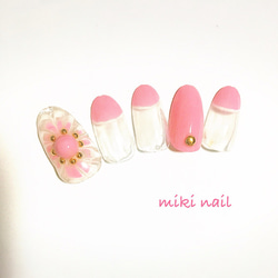 ピンク花nail 1枚目の画像