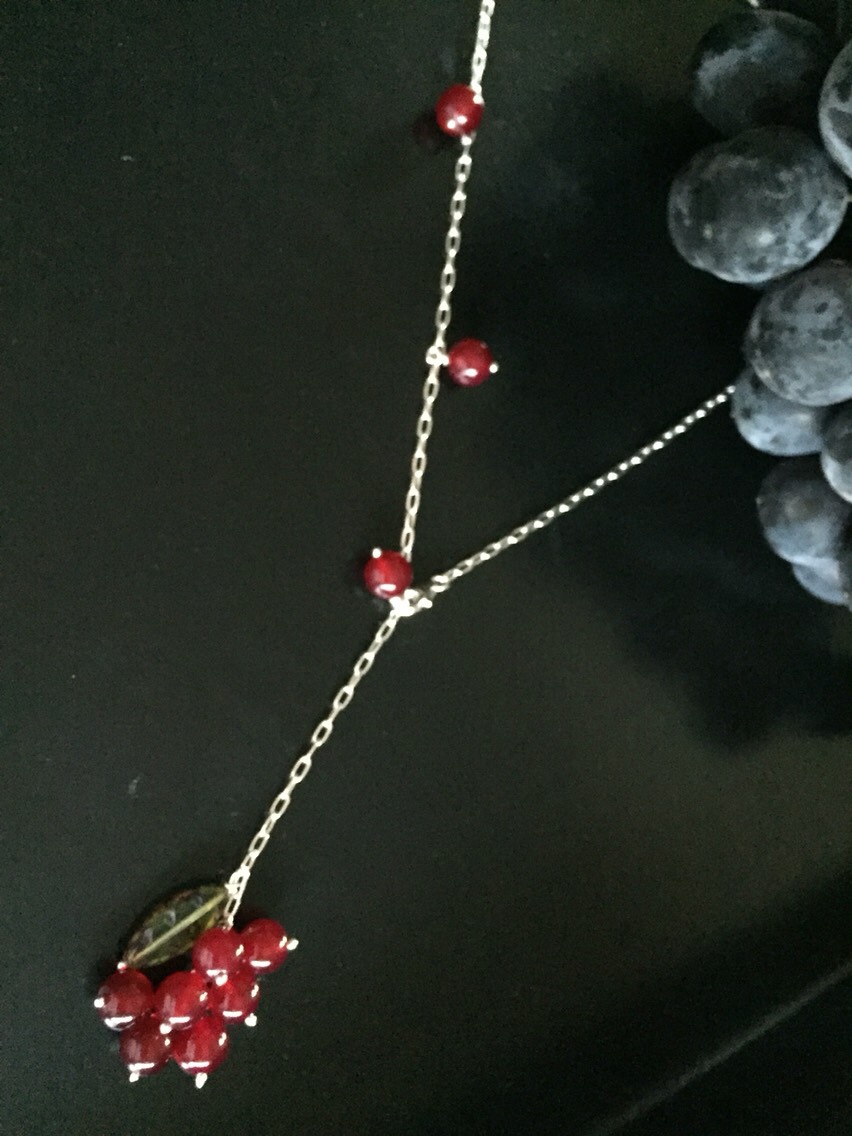 ワインカラー Silver Y字ネックレス