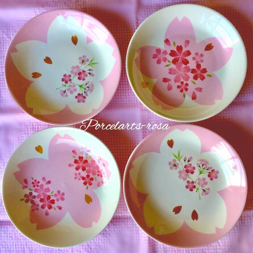 陶器の桜の銘々皿 小皿 porcelarts-rosa 通販 11292187｜Creema