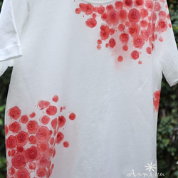 手描きレディースTシャツ「バラ」L 1枚目の画像