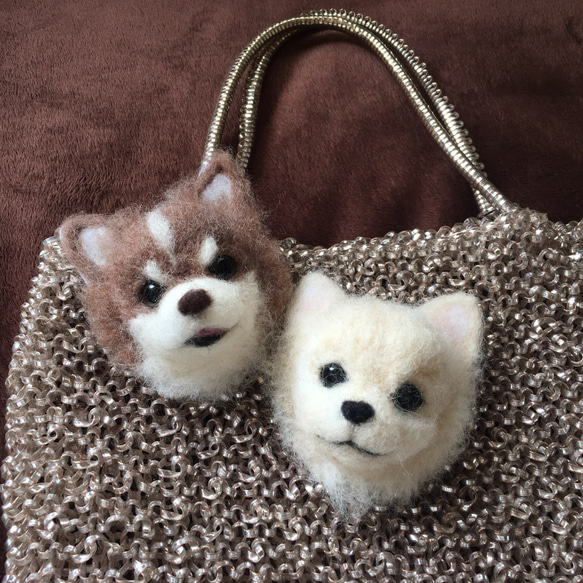 再販】羊毛フェルト ブローチ チワワ(茶) 羊毛フェルト chikuchiku18