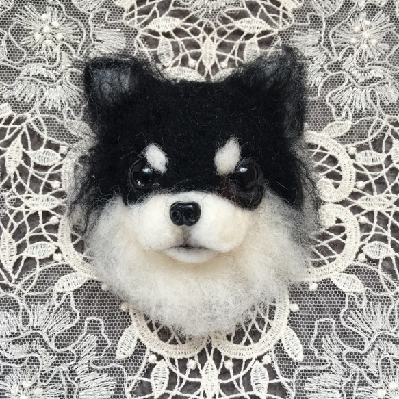 お客様確認用！羊毛フェルト☆ハンドメイド♪チワワブローチ 受注制作］羊毛フェルトブローチ チワワ(ブラック) 羊毛フェルト