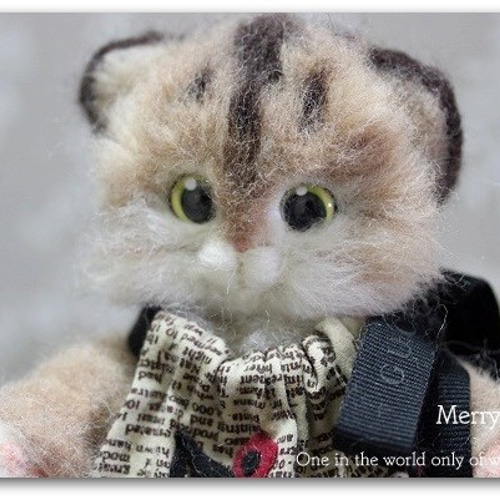 羊毛フェルト 猫 ぬいぐるみ ネコの目 パリジェンヌ Name Louis (ルイ