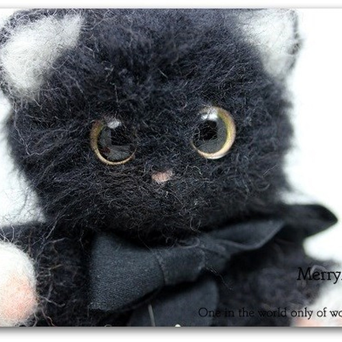 【確認用】黒猫ゾンビ✽羊毛フェルト 羊毛フェルト 【なまくびストラップ】 黒猫ちゃん | iichi 日々の