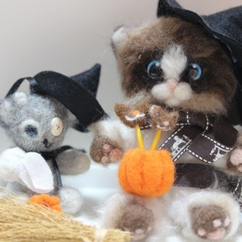 羊毛フェルト 猫 ハロウィンナイトを楽しむ! Happy Halloween 2