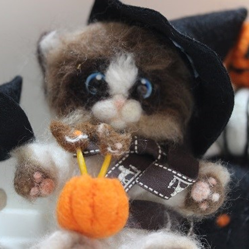 羊毛フェルト 猫 ハロウィンナイトを楽しむ! Happy Halloween 2