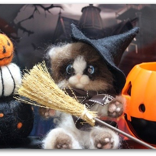 羊毛フェルト 猫 ハロウィンナイトを楽しむ! Happy Halloween 2