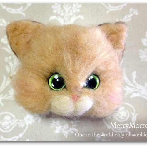 羊毛フェルト パーツ ねこの目 12ミリ グリーン 拡大 オリジナル