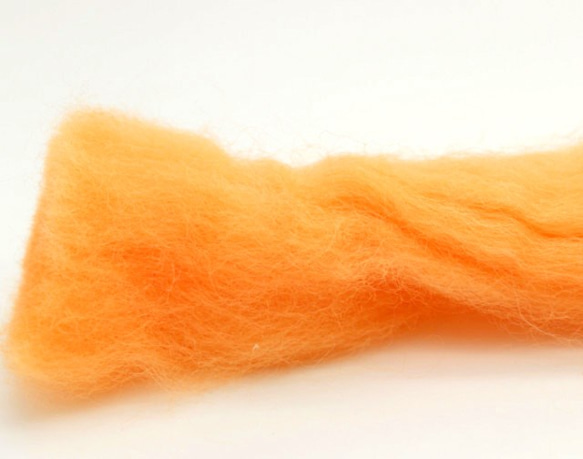コリデール　染色スライバーウール（アップリコット）25g 羊毛フェルト ニードル 3枚目の画像