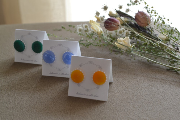 glass flower earring[黄色のお花ピアス] 4枚目の画像