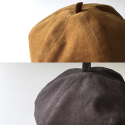 コーデュロイのベレー帽   チャコールグレー/マスタード 3枚目の画像