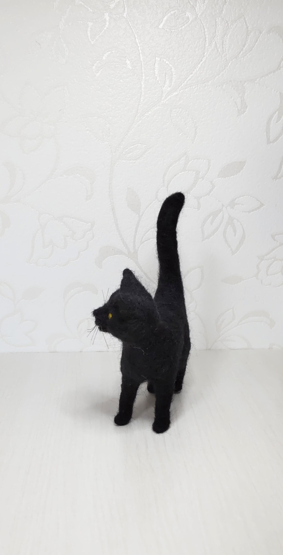 【羊毛フェルト】ミニミニ夜の黒猫 6枚目の画像