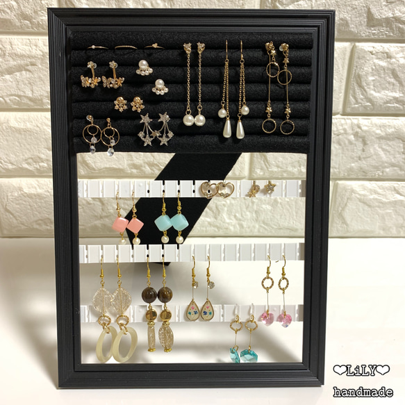 アイアン製 ピアススタンド アクセサリー収納ホルダー 店舗 展示 ブラック 美品 大容量収納*アクセサリースタンド/ピアス収納/ブラック フリーボックス