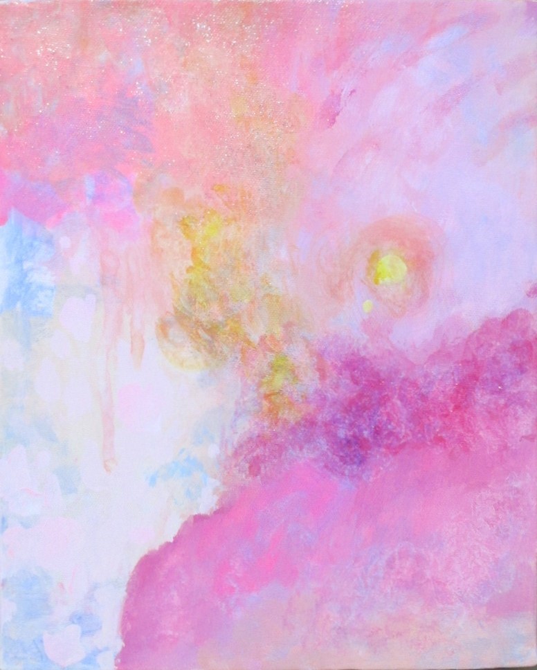 キャンバスアクリル絵の具作品 女の子イラスト　21×30