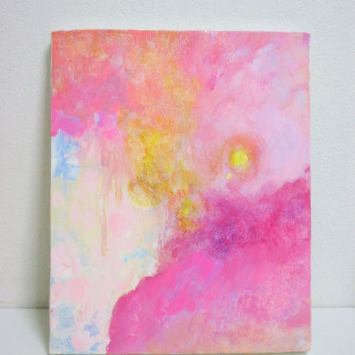 女の子のハート」F 3サイズのキャンバスにアクリル絵の具で描きました