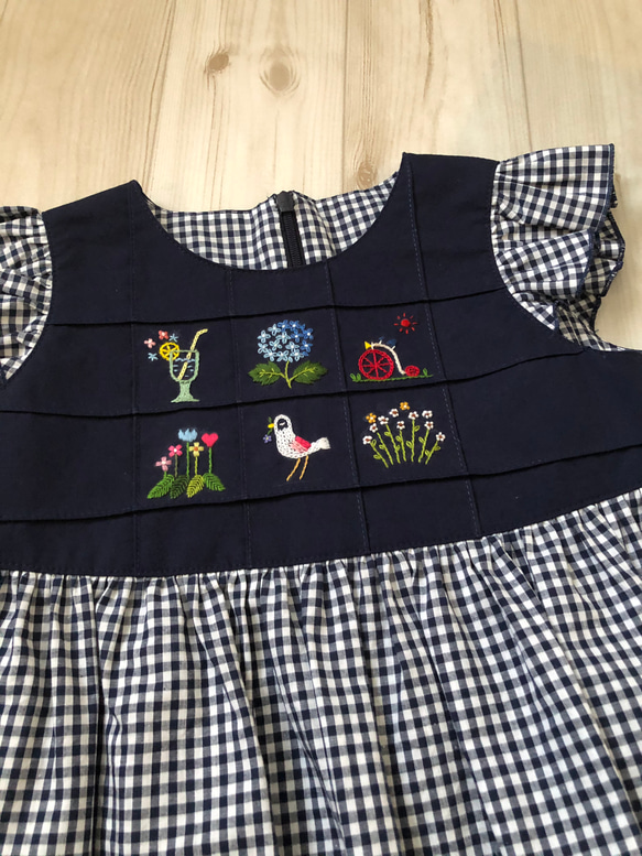 お散歩刺繍ワンピース　90㎝ 2枚目の画像