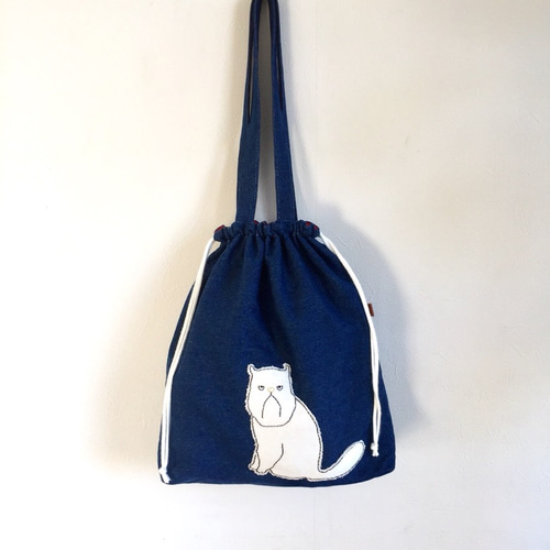 ブサ猫マルコのデニム巾着バッグ トートバッグ majam35 通販
