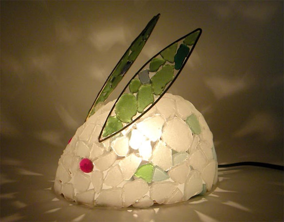 シーグラスランプ　雪うさぎのランプ-12 1枚目の画像