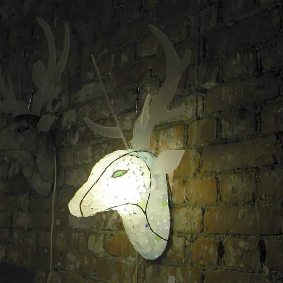 シーグラスランプ　鹿のハンティングトロフィーB　 4枚目の画像