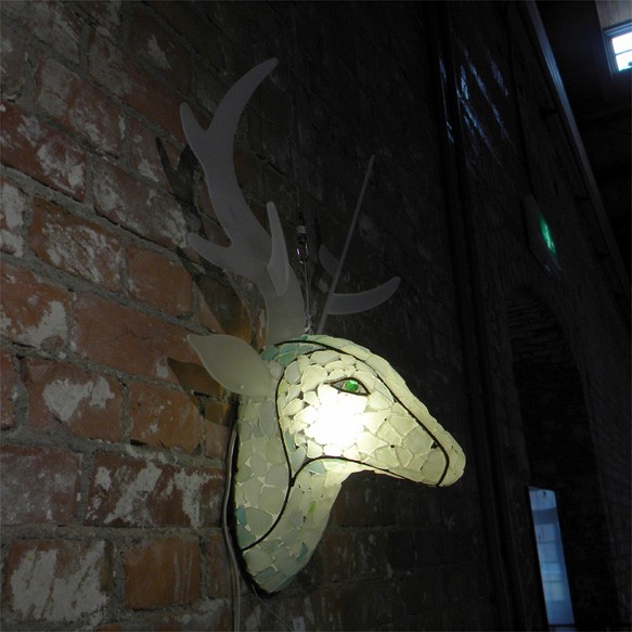 シーグラスランプ　鹿のハンティングトロフィーB　 5枚目の画像