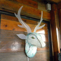 シーグラスランプ　鹿のハンティングトロフィーB　 6枚目の画像