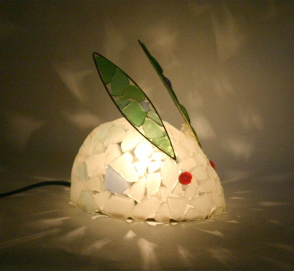 シーグラスのランプ　雪うさぎのランプ-17 2枚目の画像