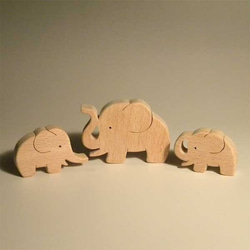 木のパズル　象の親子 1枚目の画像